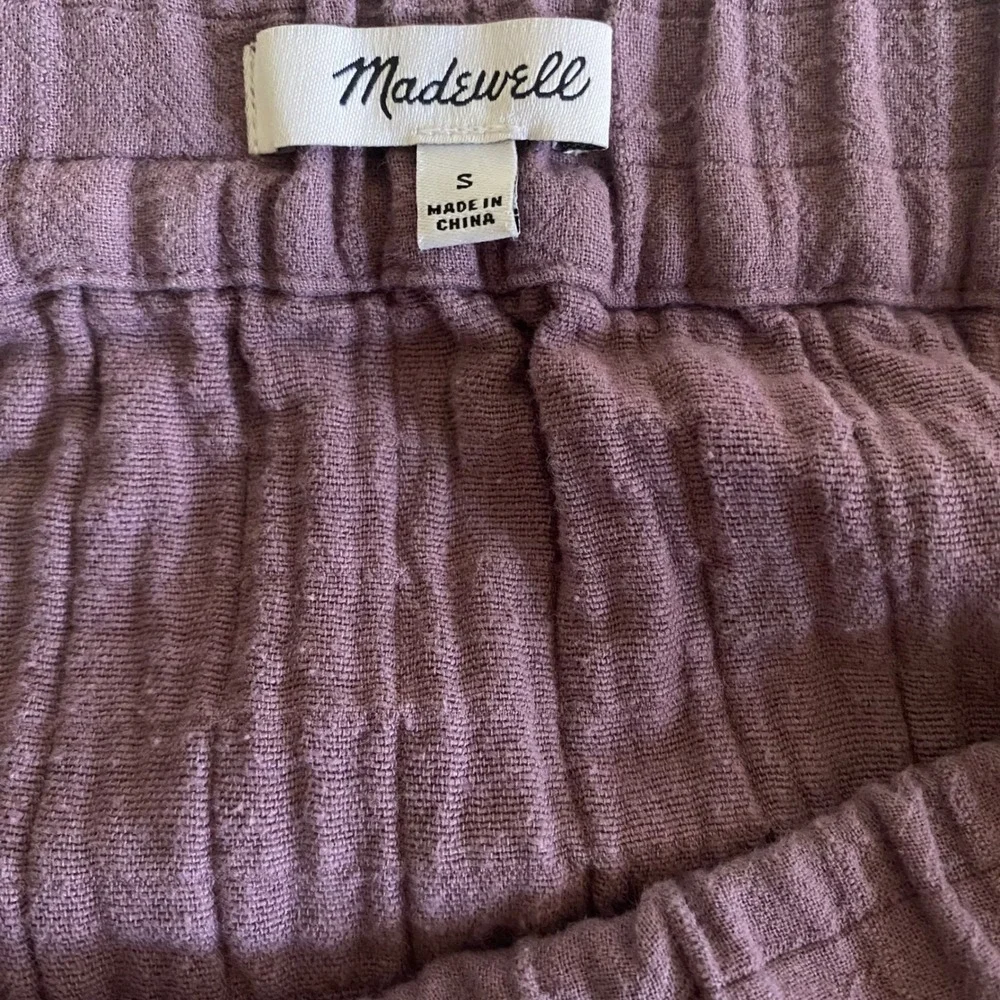 Madewell Cotton Quilted A-line Midi Skirt Small Mauve Elastic Waist Pockets - Picture 4 of 9